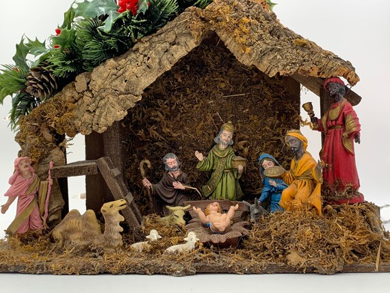 Rustic Nativity Set In Creche Commodore Christmas Decoration Made In Italy Holy Family Holiday Decor Rustic Home Decor