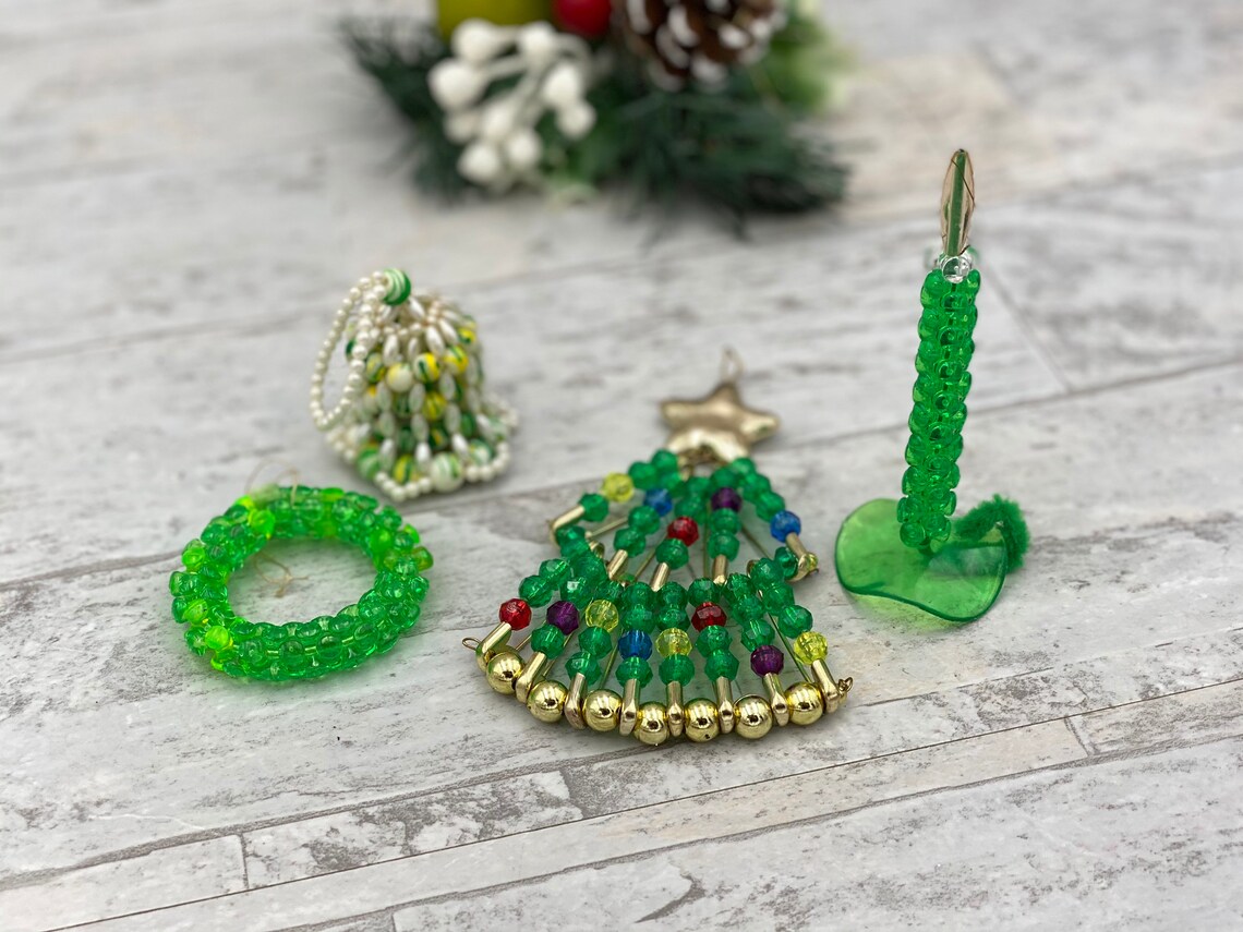 Vintage Beaded Christmas Ornaments Handmade Ornament Etsy
