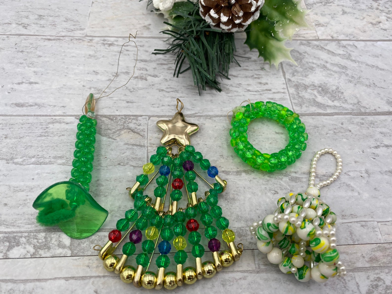 Vintage Beaded Christmas Ornaments Handmade Ornament Etsy