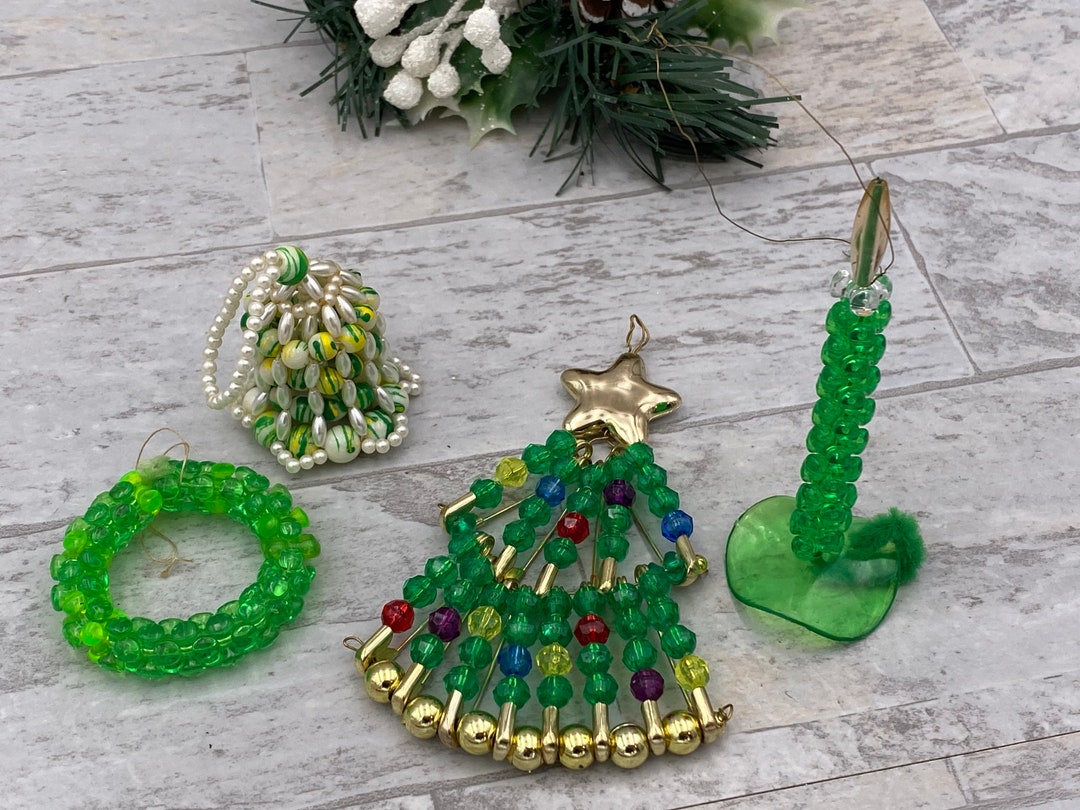 Vintage Beaded Christmas Ornaments, Handmade Ornament, Ornament Gift