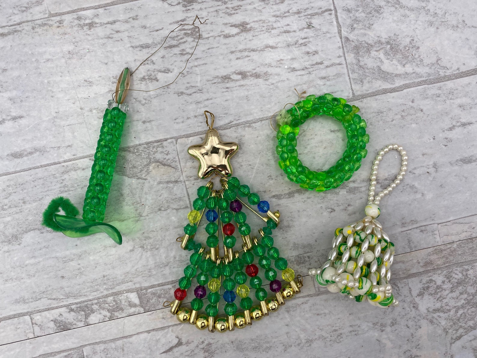 Vintage Beaded Christmas Ornaments Handmade Ornament Etsy