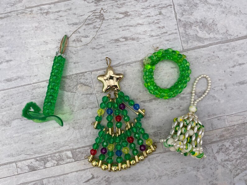 Vintage Beaded Christmas Ornaments Handmade Ornament Etsy