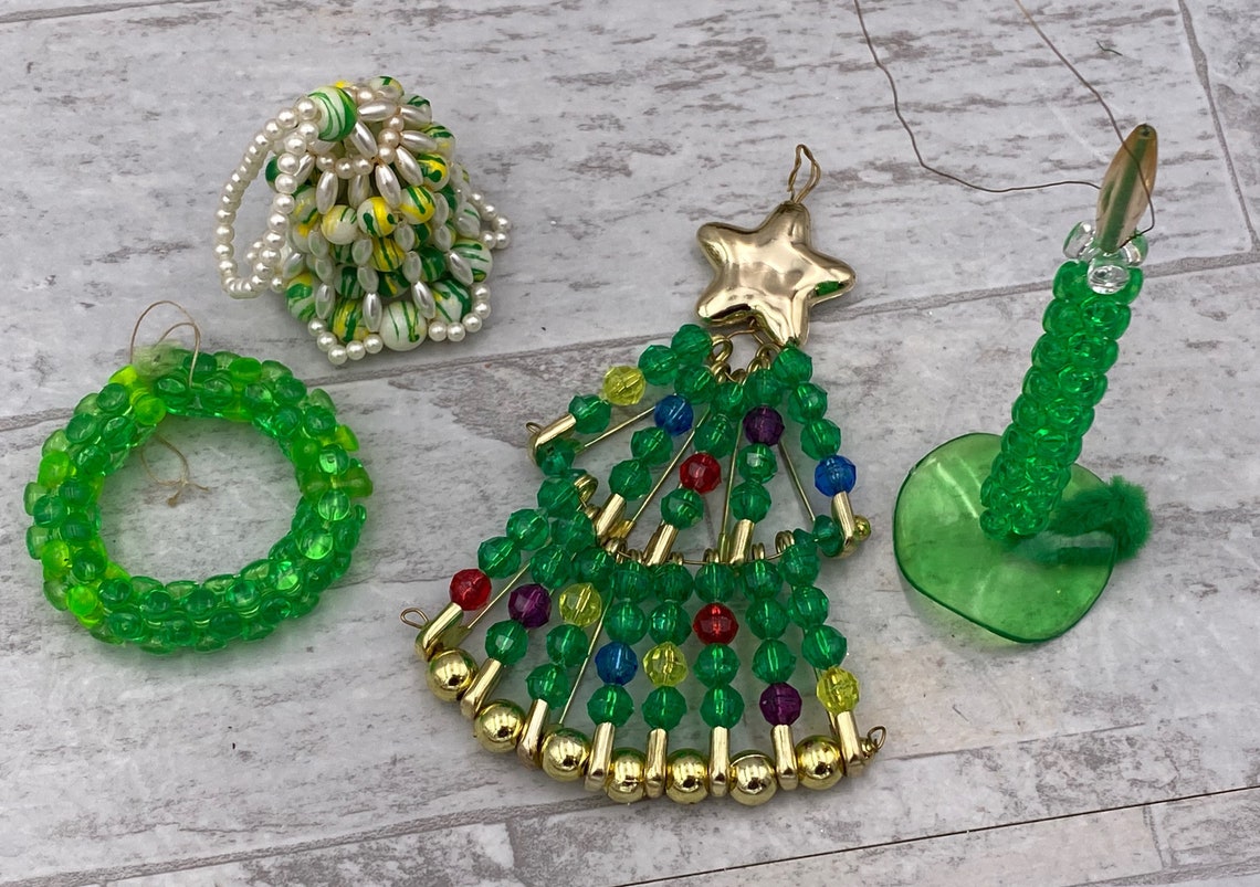 Vintage Beaded Christmas Ornaments Handmade Ornament Etsy