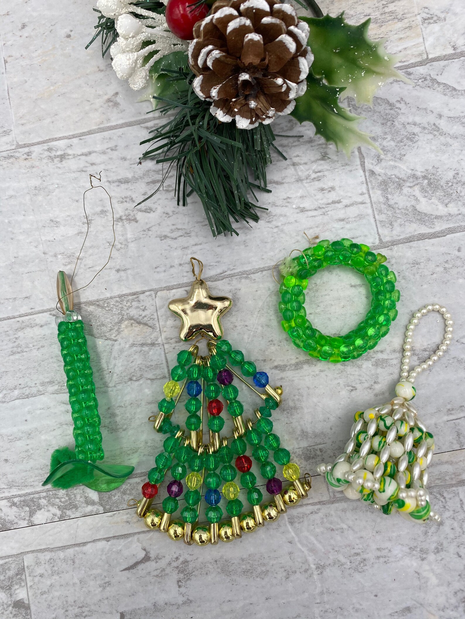 Vintage Beaded Christmas Ornaments 