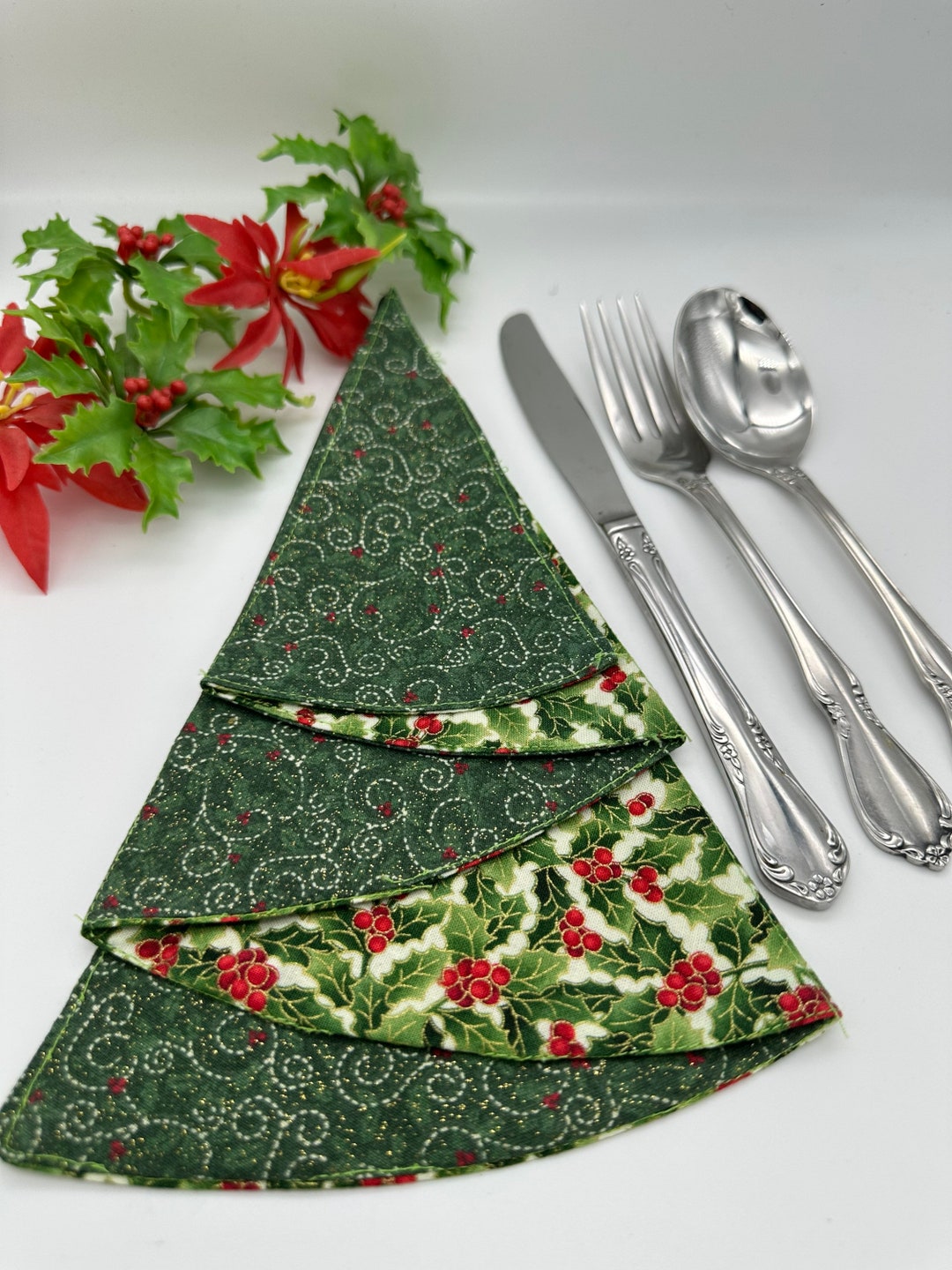 Vintage Christmas Tree Cloth Napkins Handmade Holiday Table Etsy
