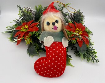 Vintage Felt Puppy Christmas Ornament: Collectible Holiday Decor