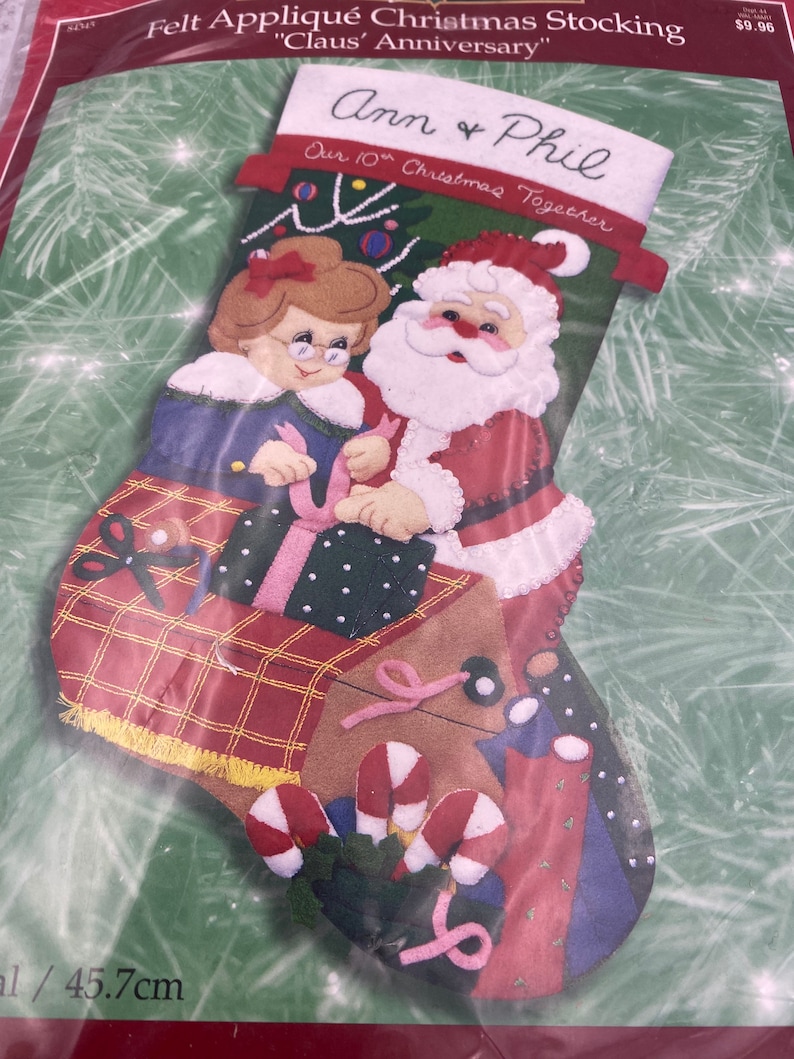 Vintage Bucilla CLAUS ANNIVERSARY Christmas Felt Stocking Kit Etsy