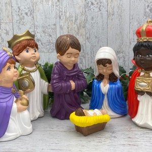 Vintage Nativity set, Arnels pottery Holy Family, Holiday Christmas Decorations, Rustic Holiday decor