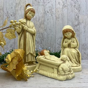 Vintage Nativity set, Ceramic Holy Family, Holiday Christmas Decorations, Holiday decor, Religious Home Decor