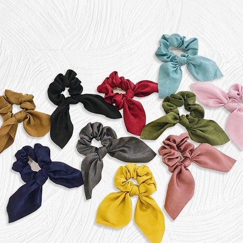 20 Colors Velvet Bow Scrunchies Solid Color Bunny Ear - Etsy