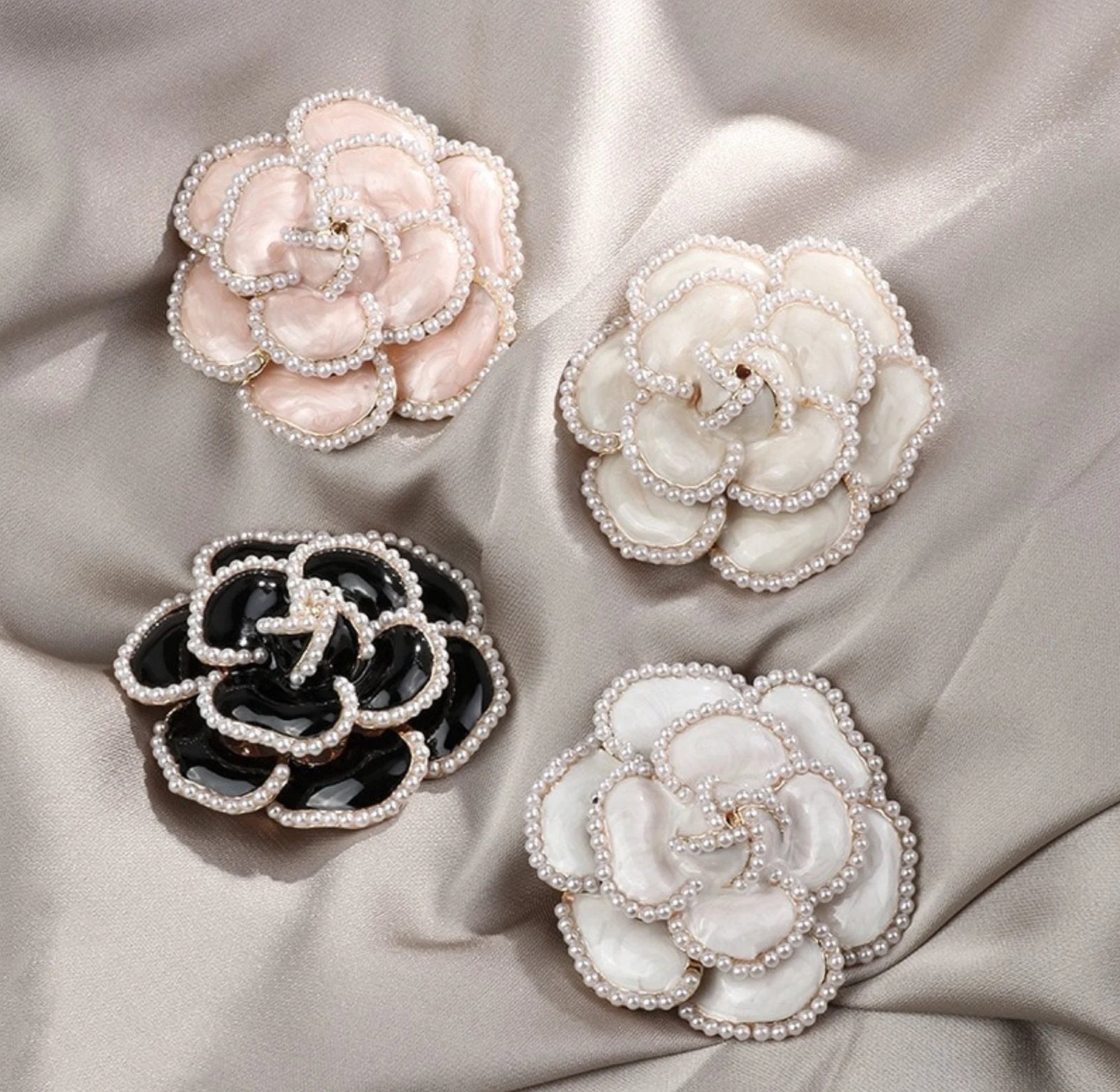 CHANEL Paris 1990's Pink Fabric Camellia Flower Brooch