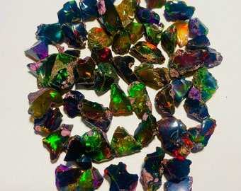 Black Opal rough, AAAA Grade Natural Black Opal rough lot, Natural Ethiopian Opal rough gemstone, Black Welo Fire Opal, Natural Black Opal