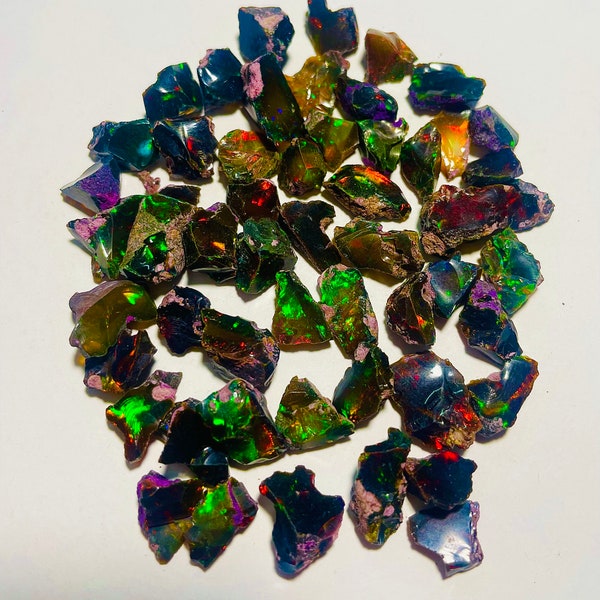 Black Opal rough, AAAA Grade Natural Black Opal rough lot, Natural Ethiopian Opal rough gemstone, Black Welo Fire Opal, Natural Black Opal