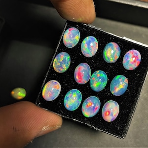 Opal AAAA cabochons Loose Gemstone Lot, Natural Opal, Ethiopian Opal, Welo Opal, Opal cabochons, AAAA opal, Natural Opal carbons for jewelry image 3