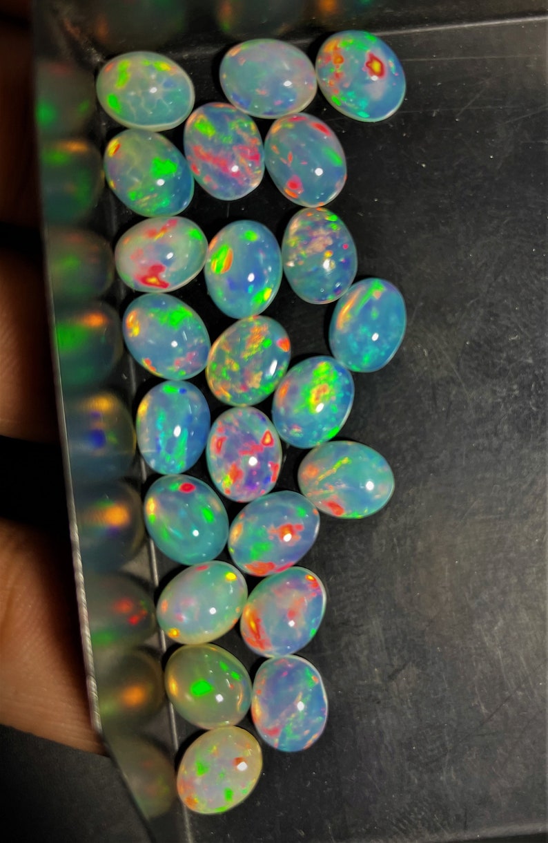 Opal AAAA cabochons Loose Gemstone Lot, Natural Opal, Ethiopian Opal, Welo Opal, Opal cabochons, AAAA opal, Natural Opal carbons for jewelry image 5