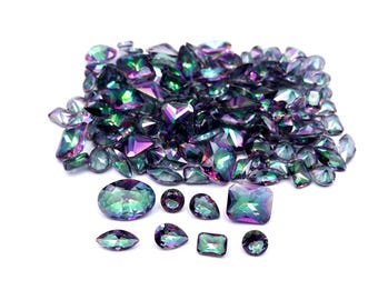 100 karaat Mystic Quartz gemengde geslepen losse edelstenen, partij van 70-75 stuks natuurlijke Mystic Quartz gemengde geslepen losse edelstenen voor het maken van knutselwerkjes