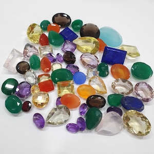 100 + Carats Natural Mix Faceted Gemstones, Loose Gemstone Lot, Natural Multi Faceted Mixed Loose Faceted Gemstone For Jewelry Making