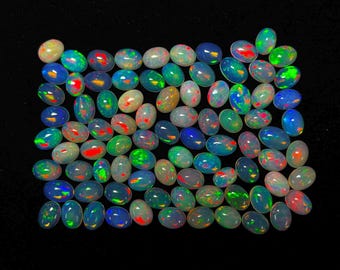 Natural Ethiopian Opal Oval Cabochon Loose Gemstone Lot 8 Pcs 6*8 MM, Oval AAA Opal Gemstone For Jewelry Making Fire Opal Gemstone Lots