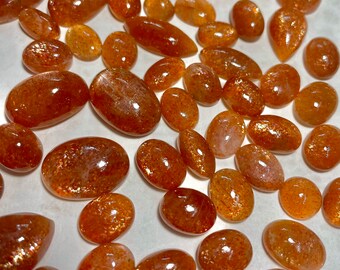 5 pc lot of Natural Sunstone Cabochons, Natural Sunstone Loose Mix shape cabochons, Natural Golden Sunstone cabochons, Sunstone cabochon