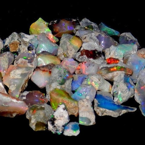 100 Ct Natural Ethiopian Opal Rough Loose Gemstone Lot – AA Quality White Translucent