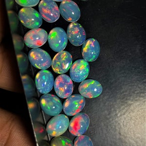 Opal AAAA cabochons Loose Gemstone Lot, Natural Opal, Ethiopian Opal, Welo Opal, Opal cabochons, AAAA opal, Natural Opal carbons for jewelry image 6