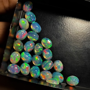 Opal AAAA cabochons Loose Gemstone Lot, Natural Opal, Ethiopian Opal, Welo Opal, Opal cabochons, AAAA opal, Natural Opal carbons for jewelry image 4