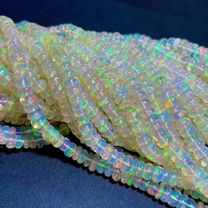 Opaalkralen, natuurlijke Ethiopische opaalkralenstreng 16 inch 3-6 MM 45 CT, natuurlijke Ethiopische opaalkralenstreng, opaalkralen, welo opaal flitsende kralen