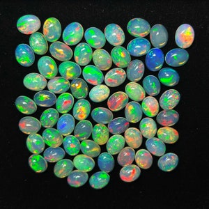 AAA Quality Natural Ethiopian Opal Oval Cabochon Loose Gemstone  Lot Fine Quality Opal cabochons Stone Lot A5 Quality Opal AAA Multi Fire