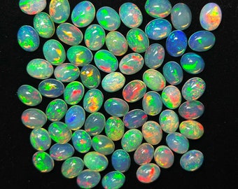 AAA Quality Natural Ethiopian Opal Oval Cabochon Loose Gemstone  Lot Fine Quality Opal cabochons Stone Lot A5 Quality Opal AAA Multi Fire
