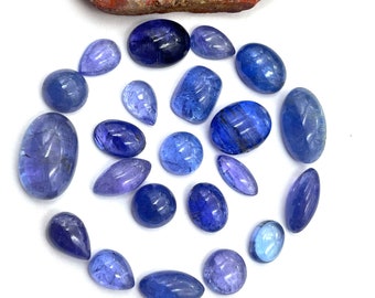 Cabochons de mélange de tanzanite lot de 18-20 pièces 6x8-8x15 mm 50 CT pierre précieuse en vrac de tanzanite naturelle, forme de mélange de tanzanite bleue et pierre de taille de mélange