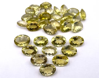 Natural Lemon Quartz Oval Checker Cut Gemstone 8-10 Pcs 13*18-14*19 MM 100 CT, Lemon Quartz Gemstone, Lemon Quartz Stone For Making Jewelry