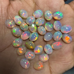 Opal AAAA cabochons Loose Gemstone Lot, Natural Opal, Ethiopian Opal, Welo Opal, Opal cabochons, AAAA opal, Natural Opal carbons for jewelry image 7