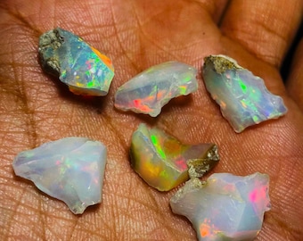 AAA Quality Natural Ethiopian Opal Rough Loose Stone 6 Pcs 24 CT 16-17 MM, Ethiopian opal rough, opal raw gemstone