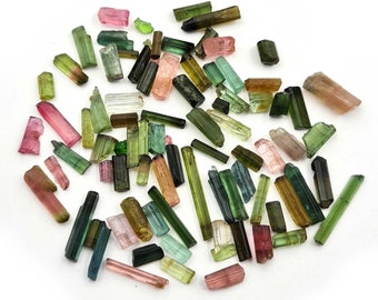 Tourmaline Pencil Rough 100 CT  Natural Tourmaline Loose Gemstone Raw , Multi Color Long Tourmaline Rough Stone For Making Jewelry Crafts