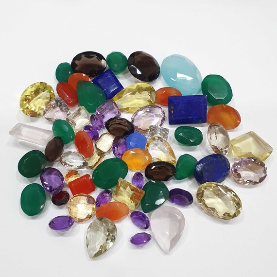 Lot De 100 Carats De Pierres Précieuses à Facettes | Mix Multicolore | Naturel, Non Traité | Pour Fabrication De Bijoux