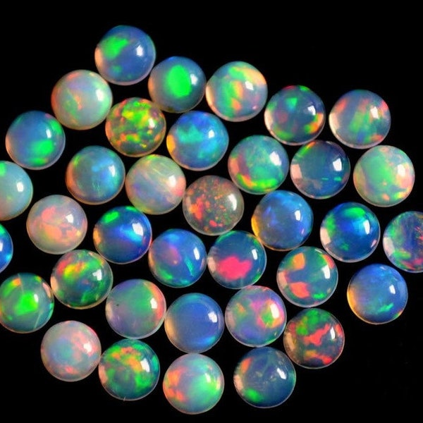 AAA Quality Natural Ethiopian Opal Round Cabochon Gemstone 10 pcs 10MM Multi Fire-Fire Opal cabochon White Opal cabochon Round Opal Cabochon