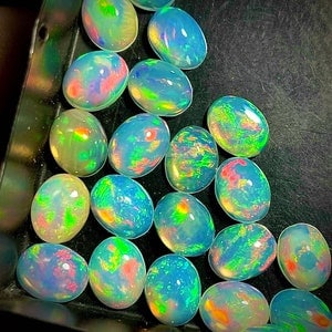 Opal AAAA cabochons Loose Gemstone Lot, Natural Opal, Ethiopian Opal, Welo Opal, Opal cabochons, AAAA opal, Natural Opal carbons for jewelry image 1