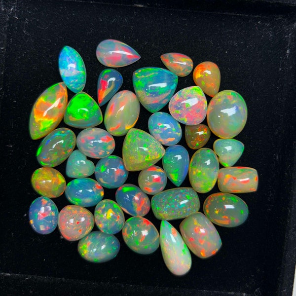 Opal Cabochons, AAA Quality Natural Ethiopian Opal Loose Gemstone  Lot Fine Quality Opal cabochons Stone Lot A5 Quality Opal AAA
