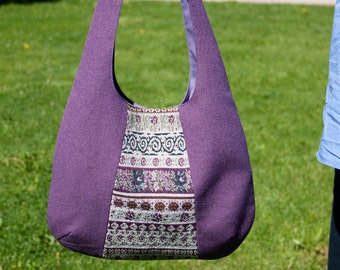 Ethnic Handmade Purple Hobo Bag, Ukrainian Handmade Handbag for Women, Handmade Christmas Gift from Ukraine