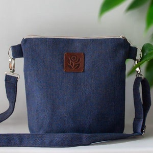 Blue Crossbody Bag, Cornflower Lightweight Shoulder Bag, Handmade Minimalist Elegant Bag, Gift Idea for friend