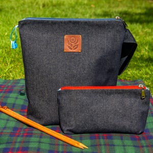 Zippered Knitting Project Bag: Red Star Quilted Print, Yarn Crochet Storage, Gift for Knitter image 15