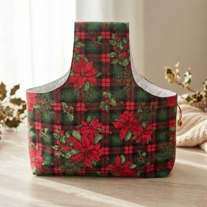 Zippered Knitting Project Bag: Red Star Quilted Print, Yarn Crochet Storage, Gift for Knitter image 8