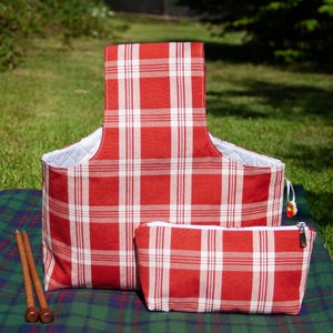 Zippered Knitting Project Bag: Red Star Quilted Print, Yarn Crochet Storage, Gift for Knitter image 17
