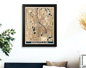 Minneapolis Laser Cut Map | 3D Laser Engrave Minnesota Map | Personalized Valentines Gift for Him