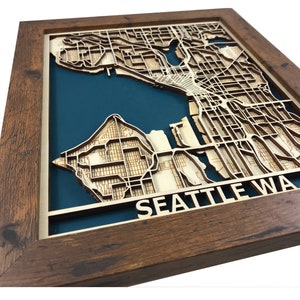 Seattle Laser Cut Map | Minimalist Wall Art | Precise Engraved Map Art | Home Decor | Valentines Day Gift