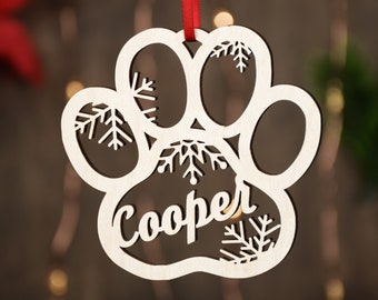 Personalized Pet Paw Ornament | Custom Dog Christmas Ornament | Cat Ornament 2025 | Stocking Name Tag