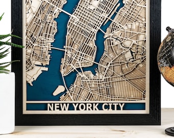 Custom City Map of any City in the World | Personalized Laser Cut Wood Map | 5th Anniversary Gift Wooden Map | Custom Valentines Gift