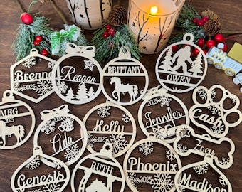 Personalized Christmas Ornaments | Custom Name Ornaments | Wood Name Bauble Gifts 2026 | Corporate Logo Ornament
