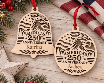 Personalized Patriotic Ornaments | America's 250th Anniversary Celebration Wood Ornament