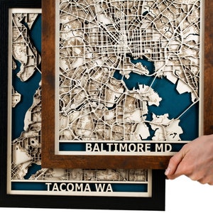 Custom City Map of any City in the World Personalized Laser Cut Wood Map 5th Anniversary Gift Wooden Map Custom Valentines Gift image 8